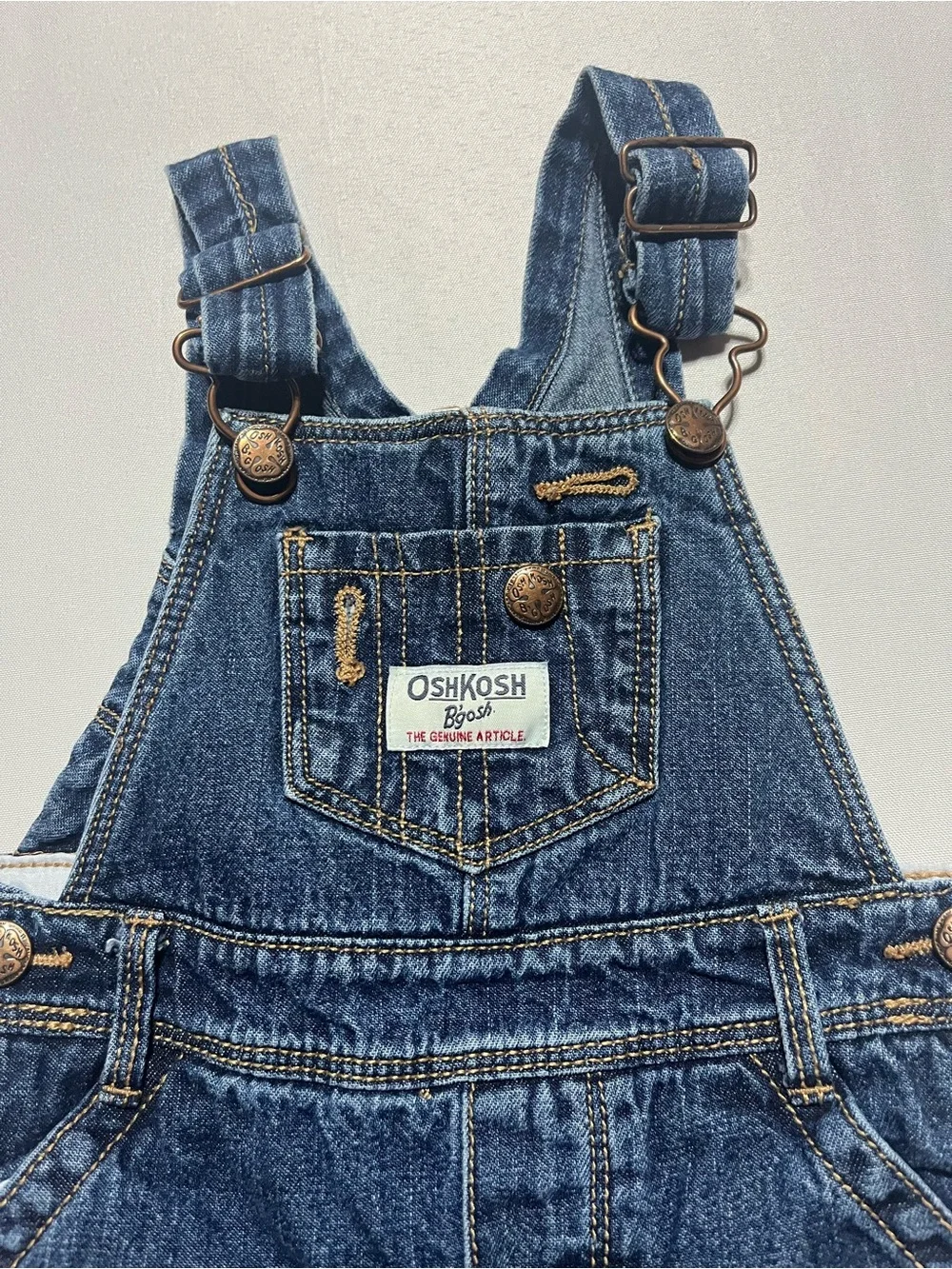 OshKosh B'gosh Girls 12M Dark Blue Denim Fleece Lined Snap Closure Overalls